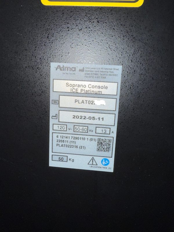 2022 Alma Soprano Ice PLATINUM – WITH 2 HANDPIECES - Image 3